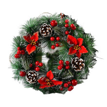 Red Christmas Wreath for Front Door with Gold Accents
