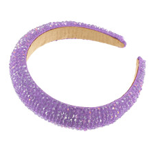 Rhinestone Headband for Women Purple 1.18 Inch Wide