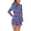 Women's Blue Hooded Loungewear Jumpsuit Polyester Zip Front 5