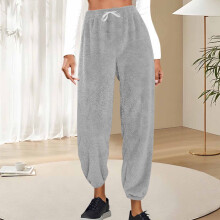 Women's Fleece-Lined Jogger Pants Elastic Waist Cuffed