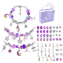Charm Bracelet Making Kit Purple Jewelry Craft Set