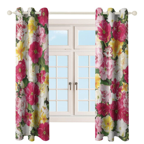 Floral Flower Curtains Eco-Friendly 2 Panel Set 2
