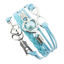 Infinity Love Heart Pearl Leather Bracelet for Women 1 Piece