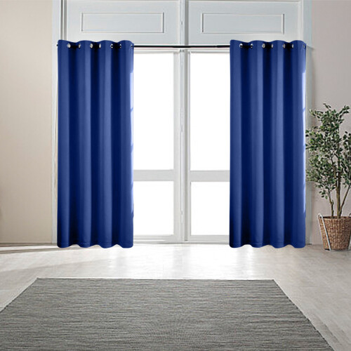 Blackout Kids Curtains for Boys Blue Solid 63x52 Inch