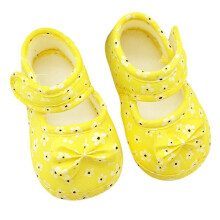 Baby Girls Cotton Crib Shoes with Soft Sole and Bowknot