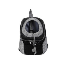 (S, Black) Sac à dos de voyage en filet pour chien et chiot, portable sur le devant et à bandoulière.