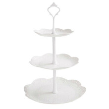(As show, One size) Présentoir à gâteaux rond blanc à 3 étages, idéal pour la décoration de fêtes et d'intérieur.
