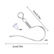(As show, One size) 100 crochets de boucles d'oreilles en argent sterling 925, apprêts hypoallergéniques