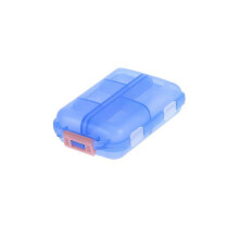 (As show, Blue) Boîte à pilules portable pour le camping et les voyages, avec 10 compartiments et double paroi hermétique.