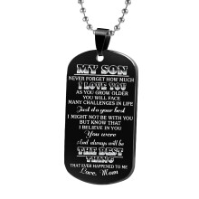 Dog Tag Necklace for Men My Son I Love You Inspirational