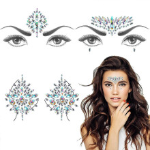 (As show, One size) Bijoux de visage, pierres précieuses, bindi, bijoux de corps, autocollants pour tétons, tatouage en
