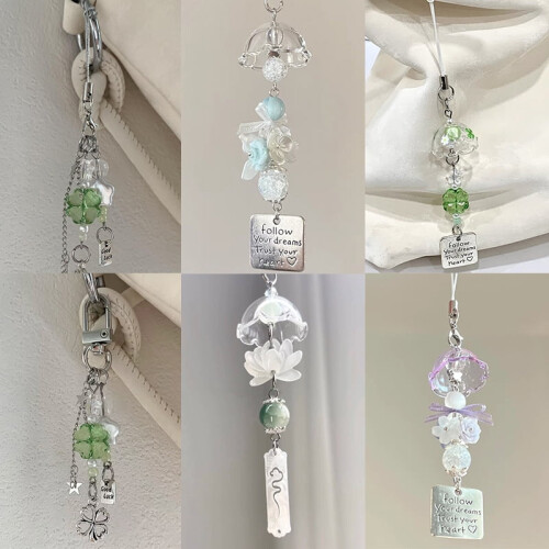 Transparent Kawaii Wind Chime Keychain with Lanyard 2