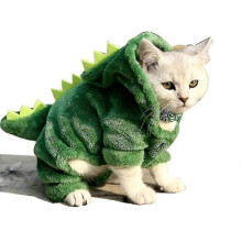 (As show, One size) Vêtements pour chat, costume de dinosaure, sweat à capuche chaud d'hiver pour animaux de compagnie #vert