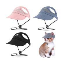 (As show, One size) Casquettes pour chats et chiots, casquettes Oxford d'été unies, casquettes de baseball pour chiens,