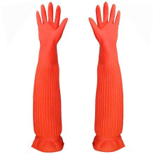(As show, One size) Gants de cuisine imperméables, antidérapants et à manches longues en latex pour la vaisselle (55 cm).