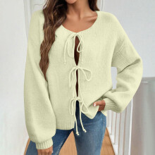 Premium French Wool Knit Cardigan Long Sleeve Open Front
