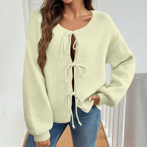 French Premium Wool Knit Cardigan Long Sleeve Open Front