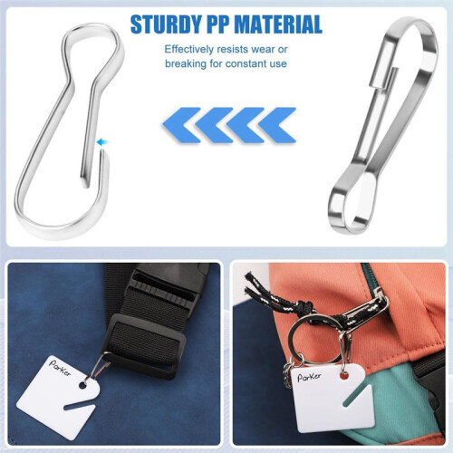 100Pcs Key Tags, Slotted Plastic Hanging Tags with Metal Snap Hooks White Key Tags Blank Square Key Tags