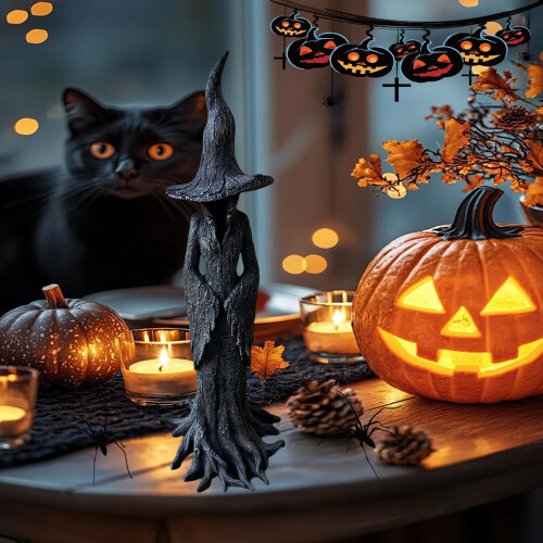 Gothic Witch Statue Dark Fantasy Indoor Decoration