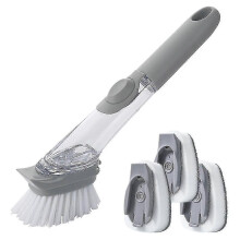(As show, One size) Brosse à vaisselle 3 en 1 avec distributeur de détergent et brosse éponge