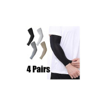 (As show, Grey*4) Lot de 4 paires de manchons rafraîchissants pour les bras, protection UV contre le soleil, pour les