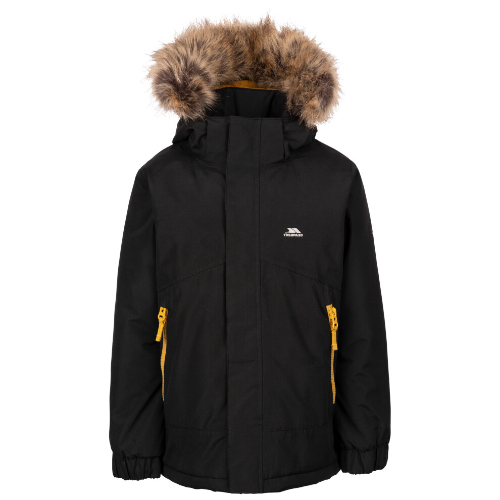 Trespass (5-6 Years, Black) Kids Waterproof Padded Jacket Hood Wyald
