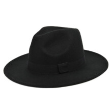 (As show, One size) Chapeau de rancher vintage à larges bords, style vintage, en feutre noir, idéal pour les vacances.