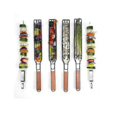 (As show, One size) Panier de barbecue portable - Lot de 2 paniers antiadhésifs assortis