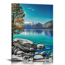 Lake Tahoe Landscape Canvas Art Black Blue Emerald Bay CA