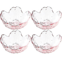 (As show, One size) Ensemble de 4 petits bols en verre rose, pour sauces et trempettes - Motif fleur de cerisier (Sakura)