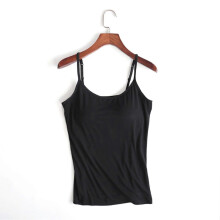 (As show, One size) Débardeurs à bretelles fines rembourrés pour femmes, avec soutien-gorge intégré et col montant.