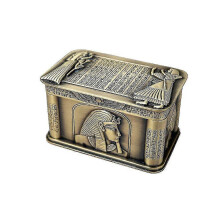 (As show, One size) Coffret à bijoux vintage égyptien en métal sculpté, motif pharaon, cadeau égyptien, étui de rangement,