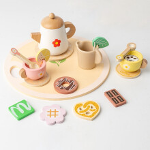 Wooden Pretend Play Tea Set Pastel Yellow 12 pcs