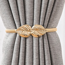 Golden Alloy Leaf Curtain Tiebacks 2-Pack