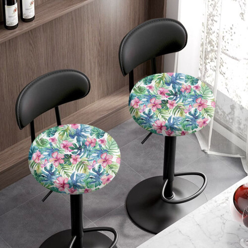 Palm Leaf Floral Bar Stool Covers Polyester 2-Pack 2