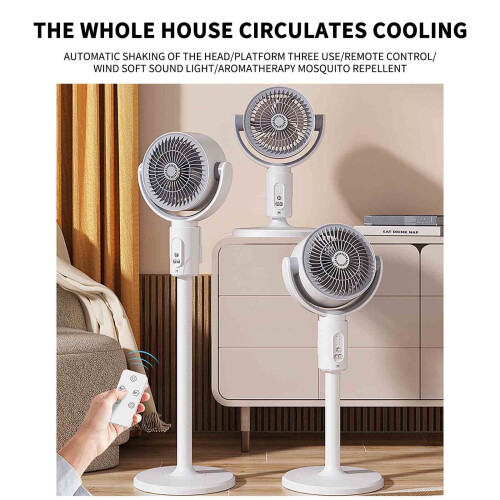Oscillating Stand Fan Rechargeable USB Remote 5 Speeds 1