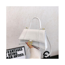 (White) Borsa a mano da donna di lusso con manico superiore morbido, in pelle PU effetto alligatore, a forma