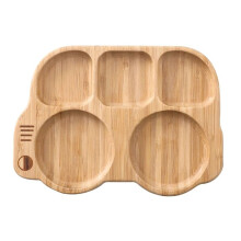 Car Shape Baby Feeding Set Dinnerware Plate Newborn Bamboo Dishes Items Tableware for Stuff Accessory Kids Food Storage