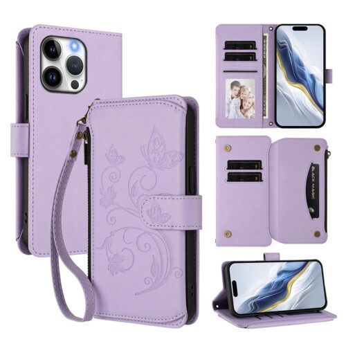 Magnetic Flip Stand Case for iPhone 15 Pro Max Light Purple