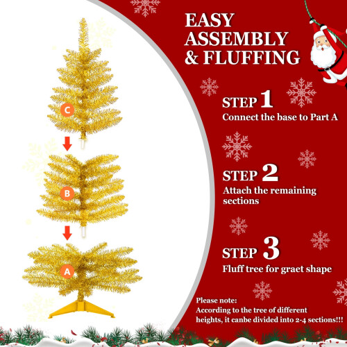 Golden Christmas Tree 4FT with 50 UL Lights 122 Tips 1
