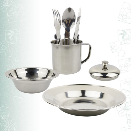 Stainless Steel Cookware Set for 1-2 People Portable 1
