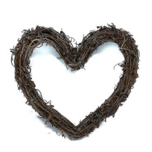 (As show, 25cm) Ghirlande a forma di cuore in rattan naturale, ghirlanda natalizia da appendere alla porta di un negozio