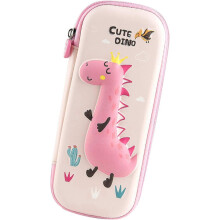 (As show, One size) Estuche para lápices rosa con diseño de dinosaurio 3D, estuche impermeable para lápices, bolsa para