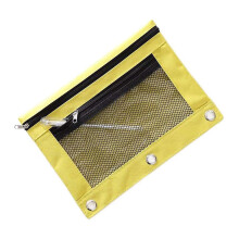 (As show, One size) Estuche para lápices tamaño B5 con doble cremallera y 2 bolsillos, estuche de malla transparente para