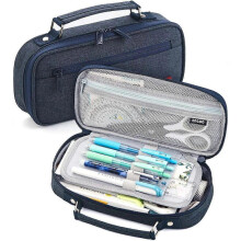(As show, One size) Estuche grande para lápices, ideal para la universidad, la escuela y la oficina. Bolsa grande para lápices