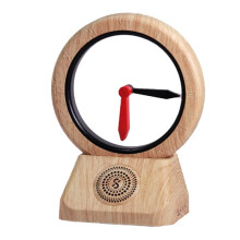 Speakers Retro Reverse Clock Speakers Portable Home Speakers Music for Home Decor Oak Color