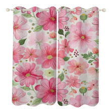 Floral Watercolor Blackout Curtains Grommet Thermal 2 Panel