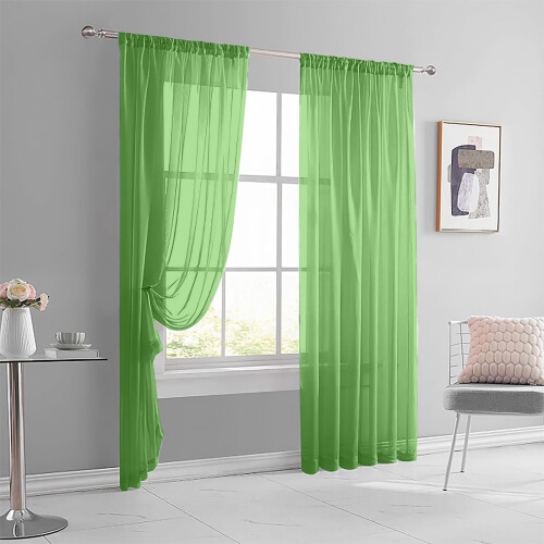 Voile Sheer Curtains Translucent 52x84 Double Rod Pocket 2