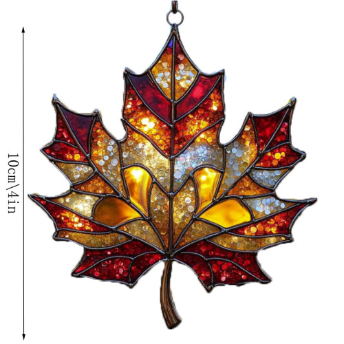 Stained Glass Acrylic Maple Leaf Ornament Gold 1pc 1