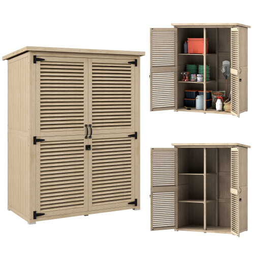 Outsunny Cobertizo de Madera Marrón 127 x 65 x 168 cm